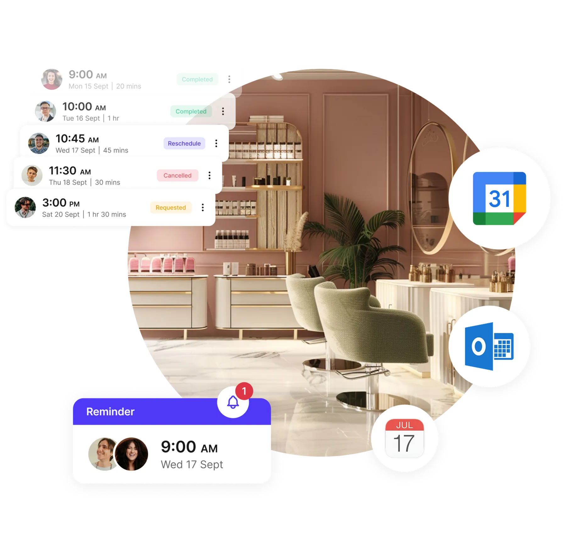 beauty salon appointment system reminder notifications