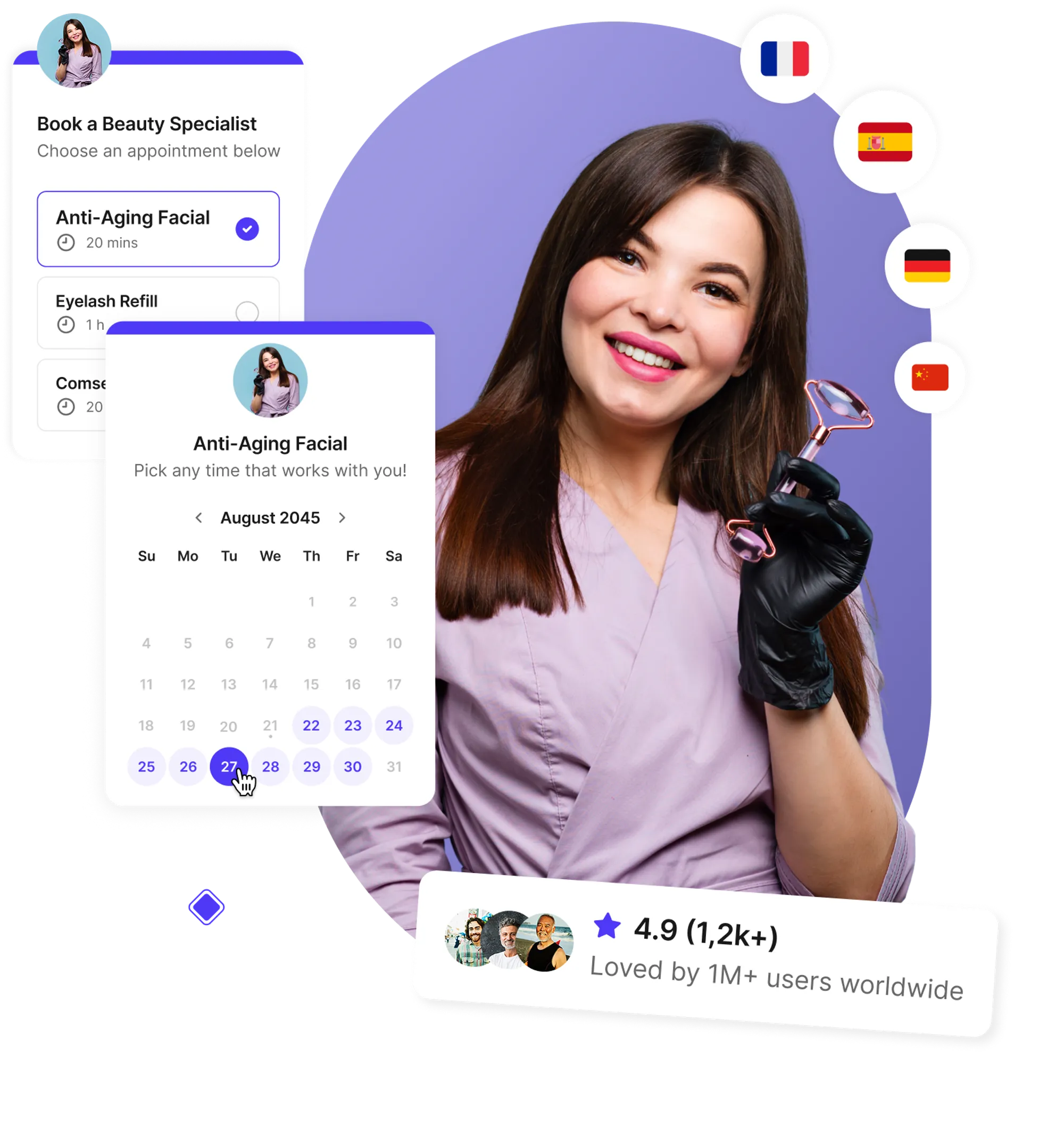 Beauty salon booking software interface