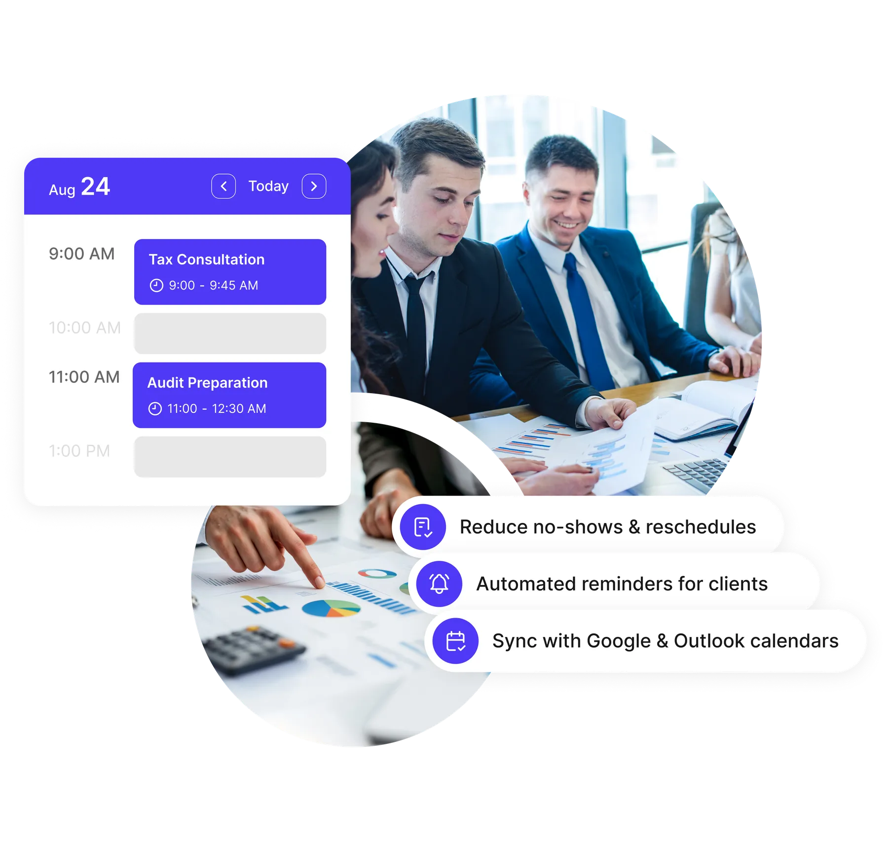 Accountant scheduling software calendar view